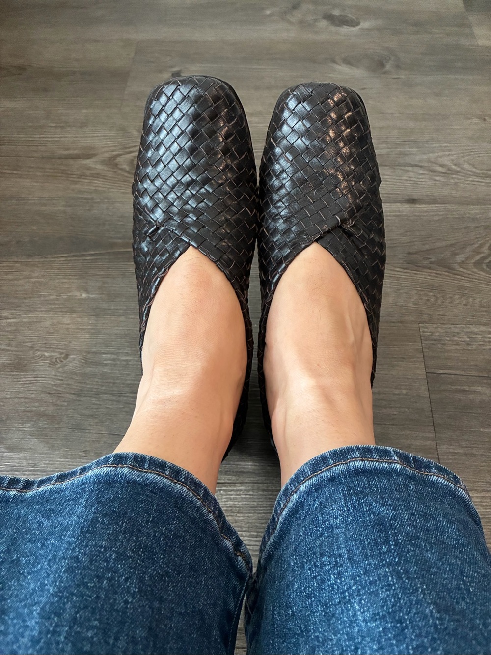 Sesto Meucci Black Woven Leather Loafers Flats Slip-On Textured Ballet Shoes 8.5